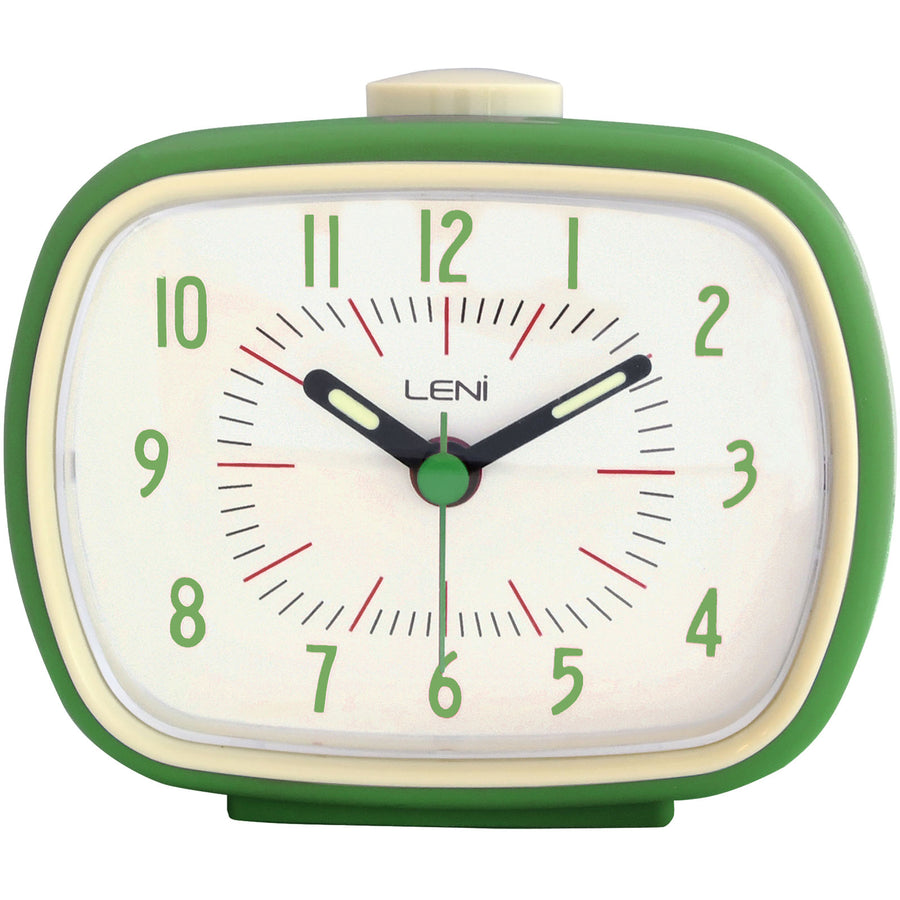 Leni Retro Square Alarm Clock Green 11cm 62020GRE 1