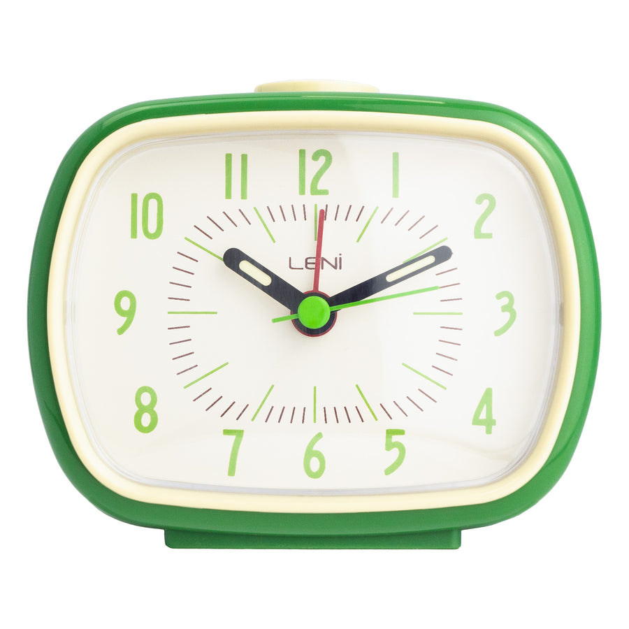 Leni Retro Square Alarm Clock Green 11cm 62020GRE 1