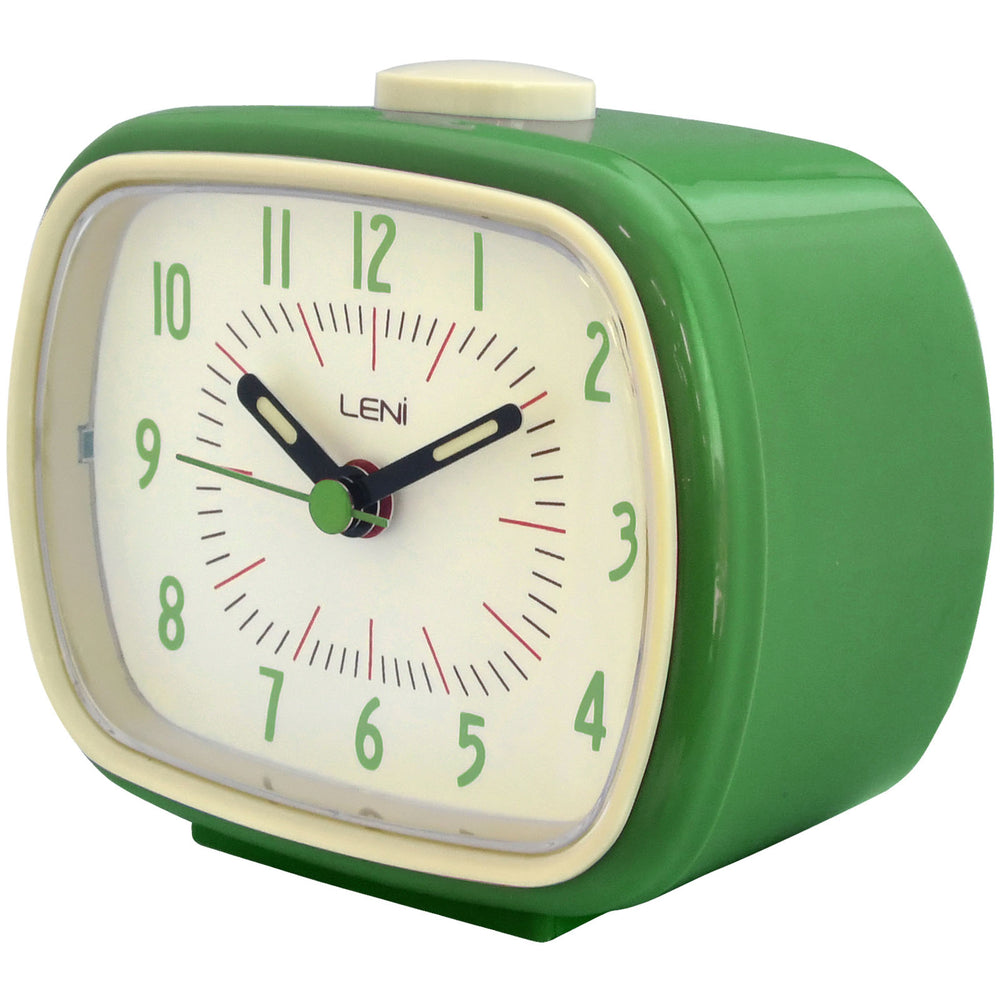 Leni Retro Square Alarm Clock Green 11cm 62020GRE 2