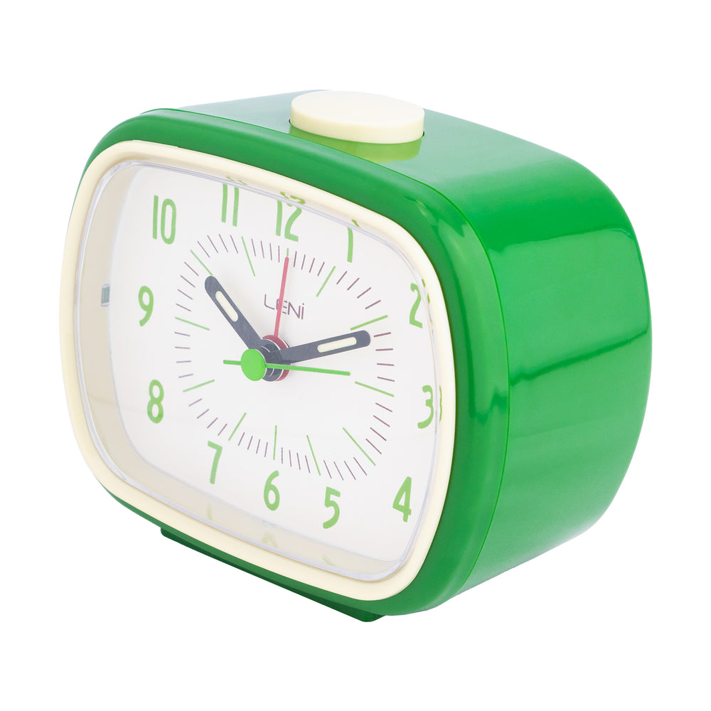 Leni Retro Square Alarm Clock Green 11cm 62020GRE 2