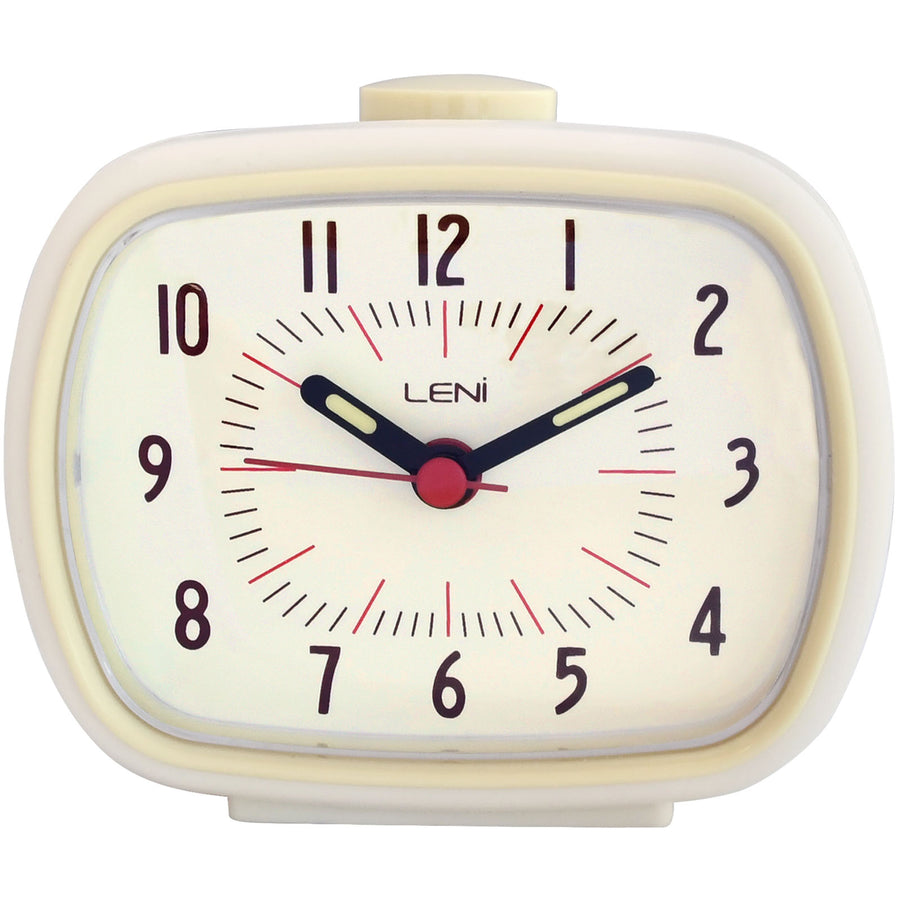 Leni Retro Square Alarm Clock Ivory 11cm 62020IVO 1
