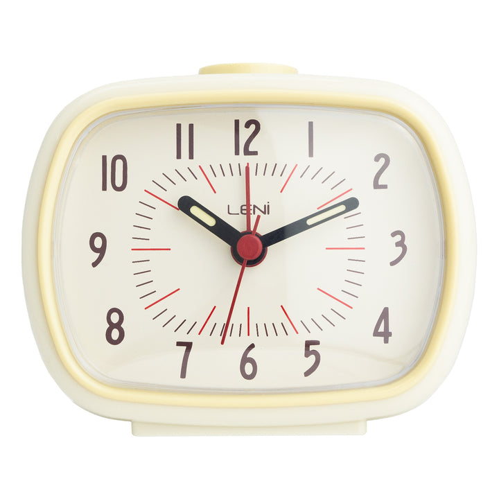 Leni Retro Square Alarm Clock Ivory 11cm 62020IVO 1