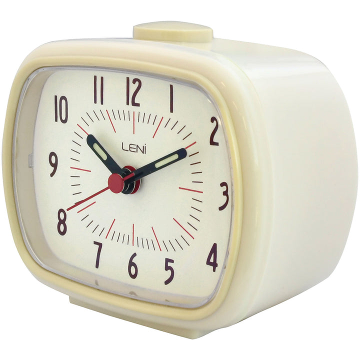 Leni Retro Square Alarm Clock Ivory 11cm 62020IVO 2