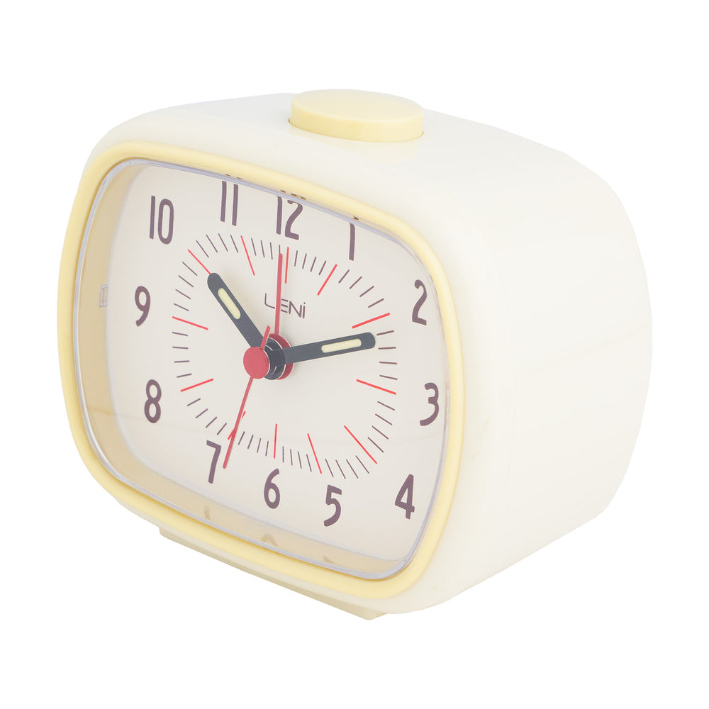 Leni Retro Square Alarm Clock Ivory 11cm 62020IVO 2