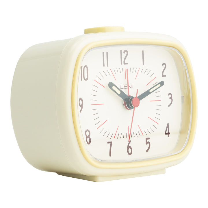 Leni Retro Square Alarm Clock Ivory 11cm 62020IVO 3