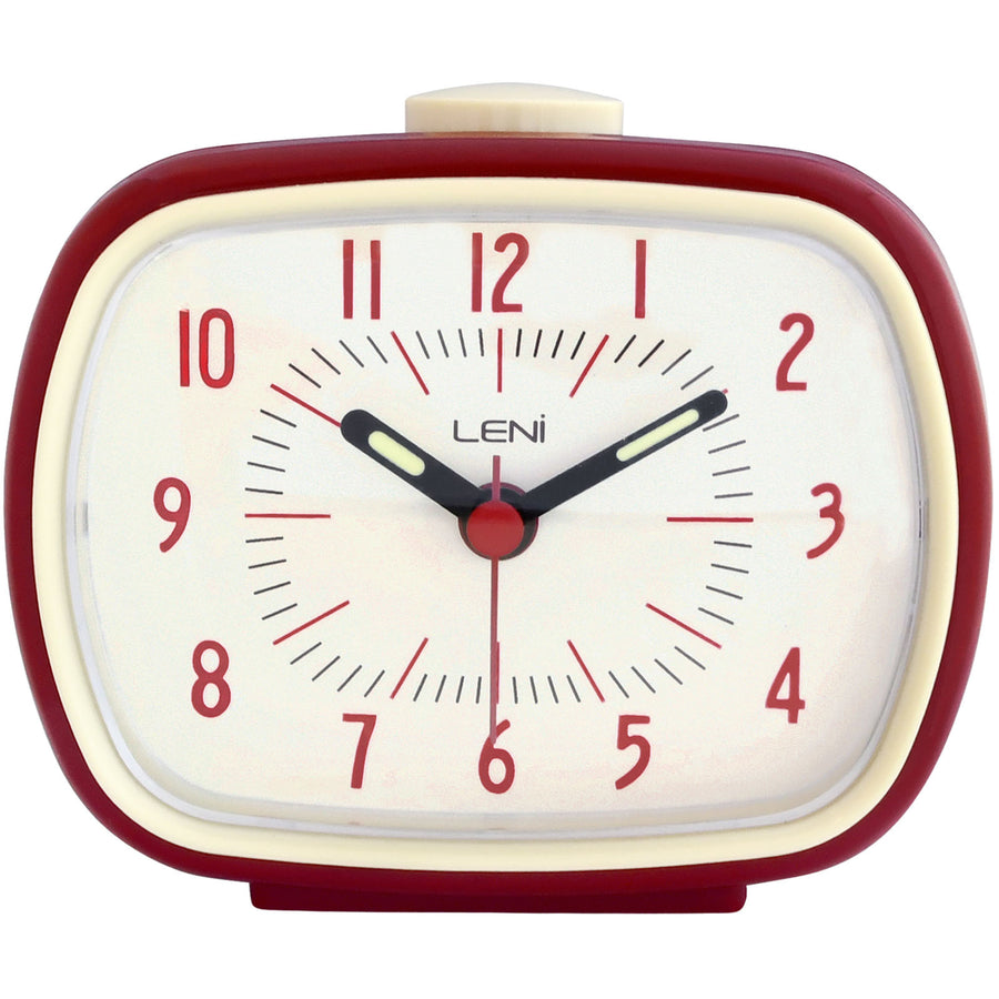 Leni Retro Square Alarm Clock Red 11cm 62020RED 1