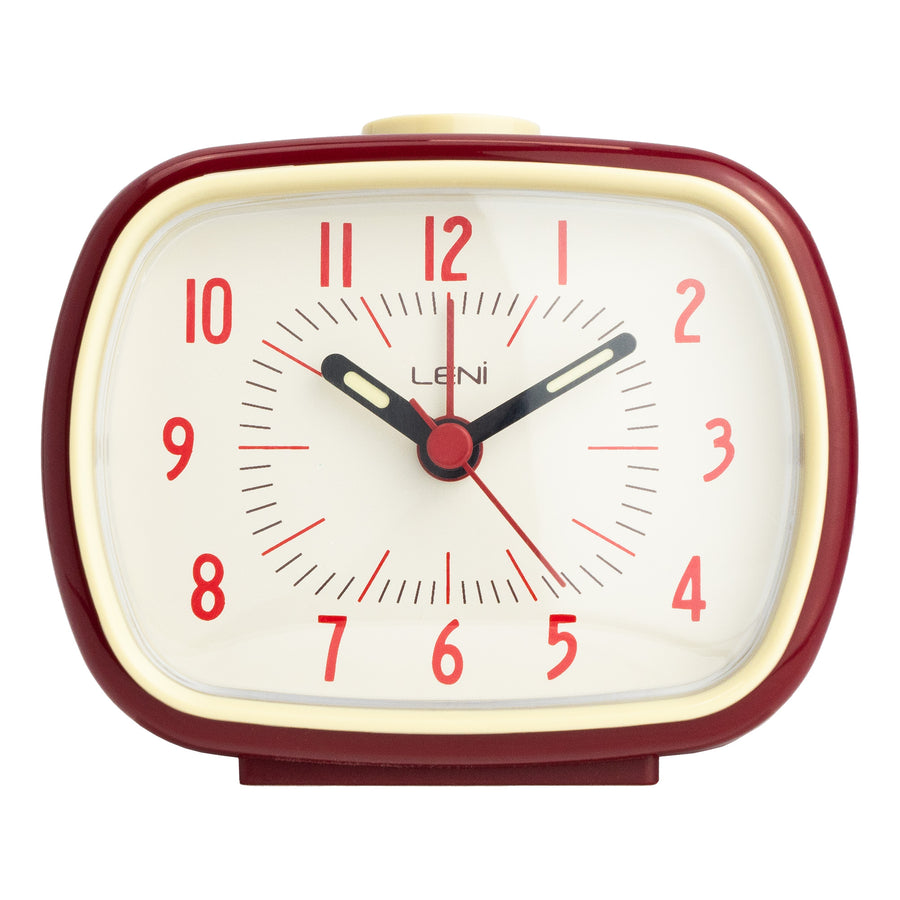 Leni Retro Square Alarm Clock Red 11cm 62020RED 1