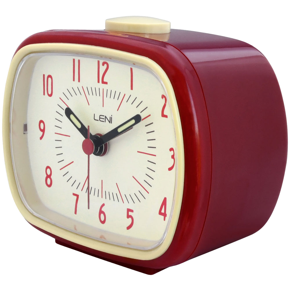 Leni Retro Square Alarm Clock Red 11cm 62020RED 2
