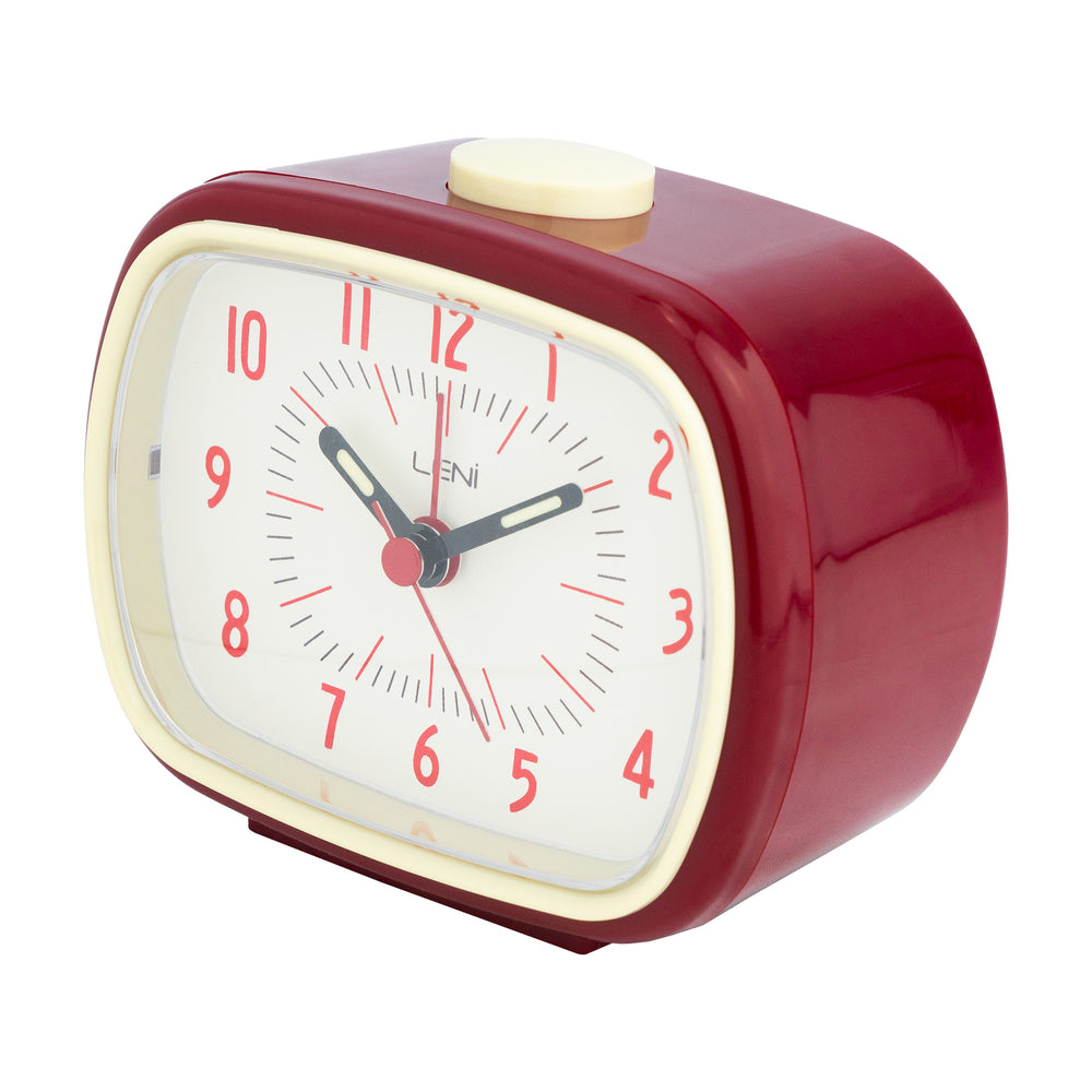 Leni Retro Square Alarm Clock Red 11cm 62020RED 2