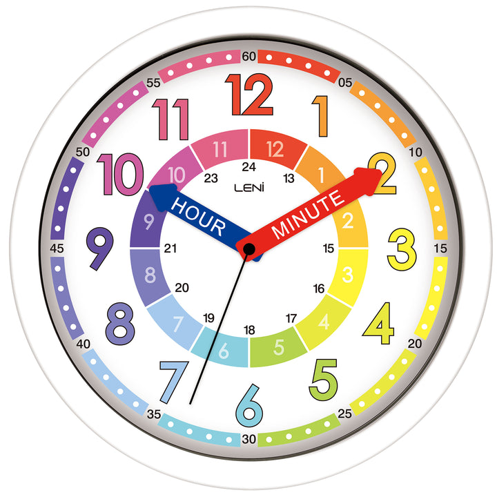 Leni Time Learner Colour Coded Wall Clock 25cm 642419WHI 1
