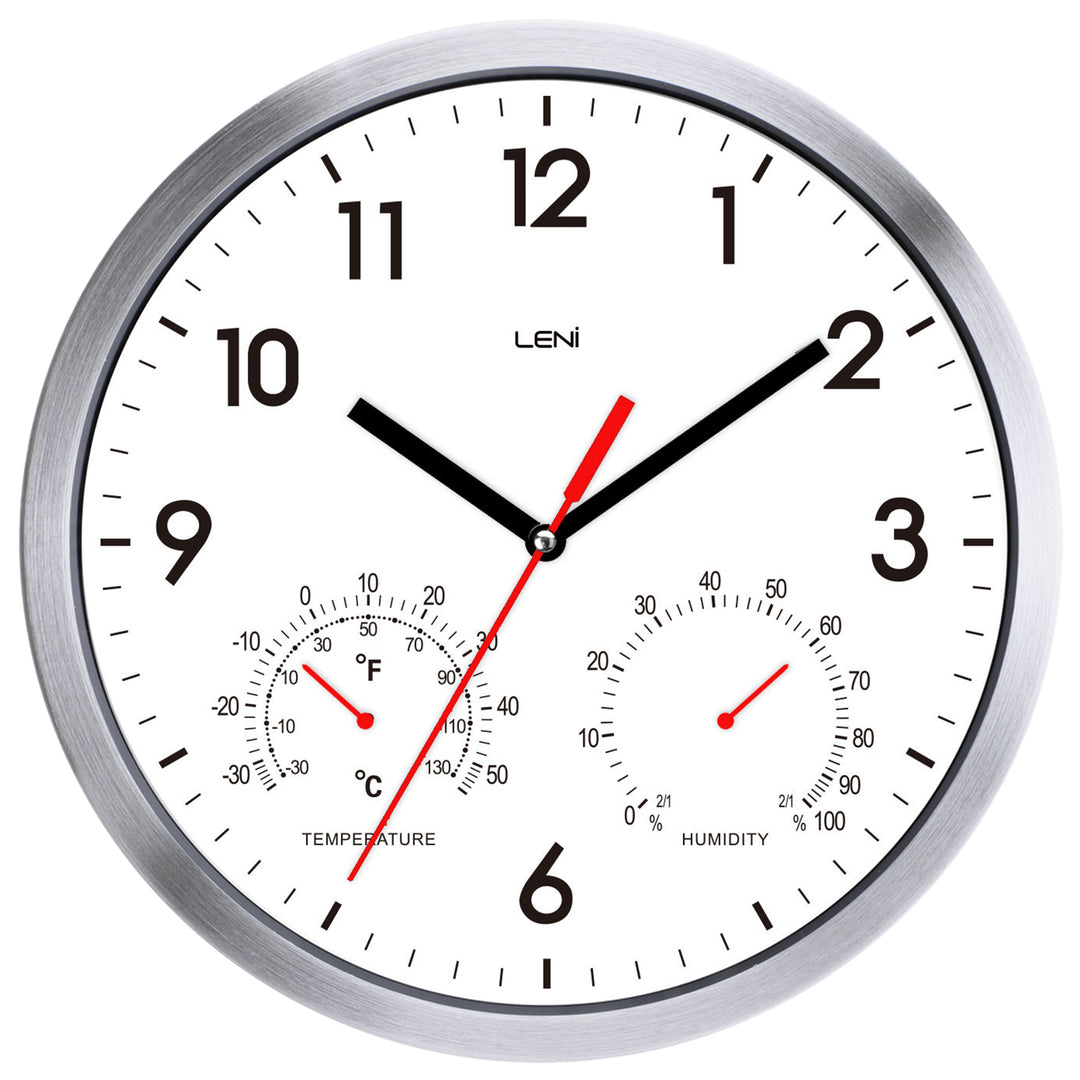 Leni Weather Resistant Temperature Humidity Wall Clock White 31cm 64410WHI 1