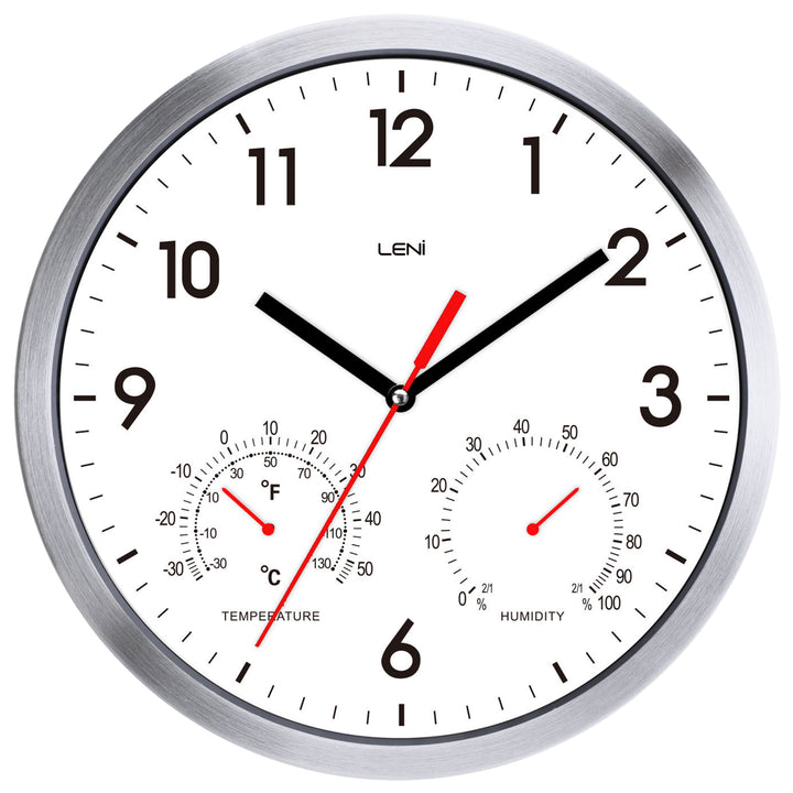 Leni Weather Resistant Temperature Humidity Wall Clock White 31cm 64410WHI 1