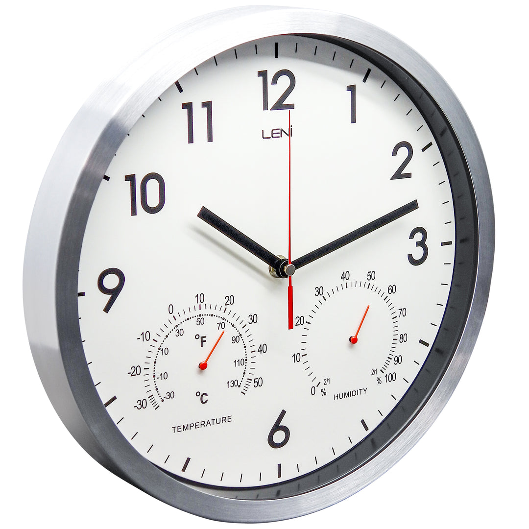 Leni Weather Resistant Temperature Humidity Wall Clock White 31cm 64410WHI 3