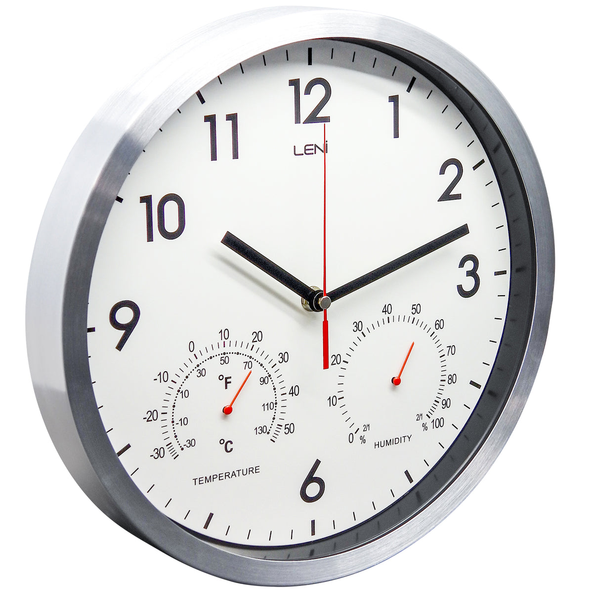 Leni Weather Resistant Temperature Humidity Wall Clock White 31cm 64410WHI 3