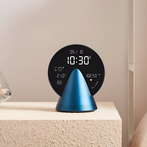 Lexon Conic FM Radio & Bluetooth Speaker Alarm Clock Blue – Oh Clocks
