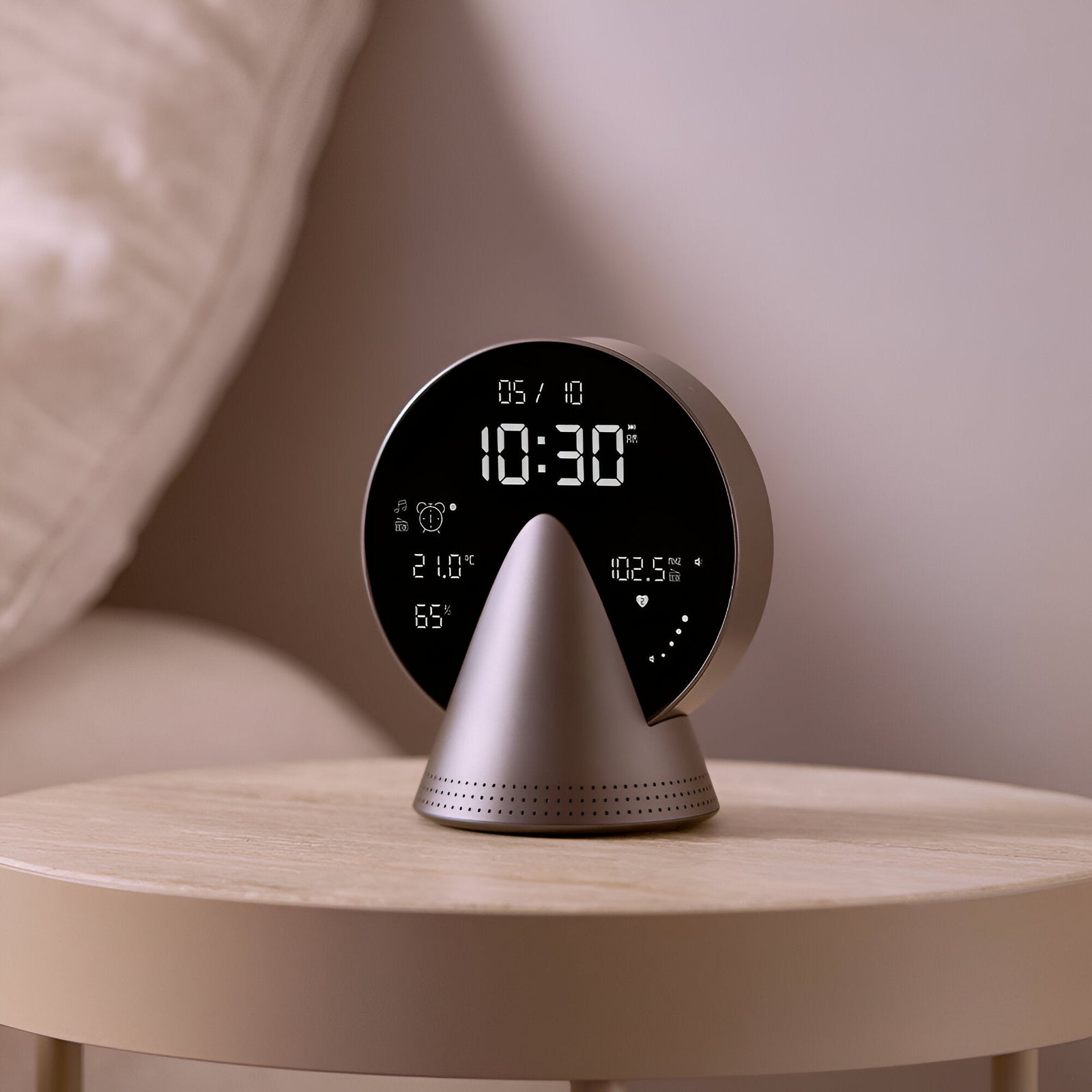 Lexon Conic FM Radio Bluetooth Speaker Alarm Clock Grey 16cm LD-LR156PG3 2