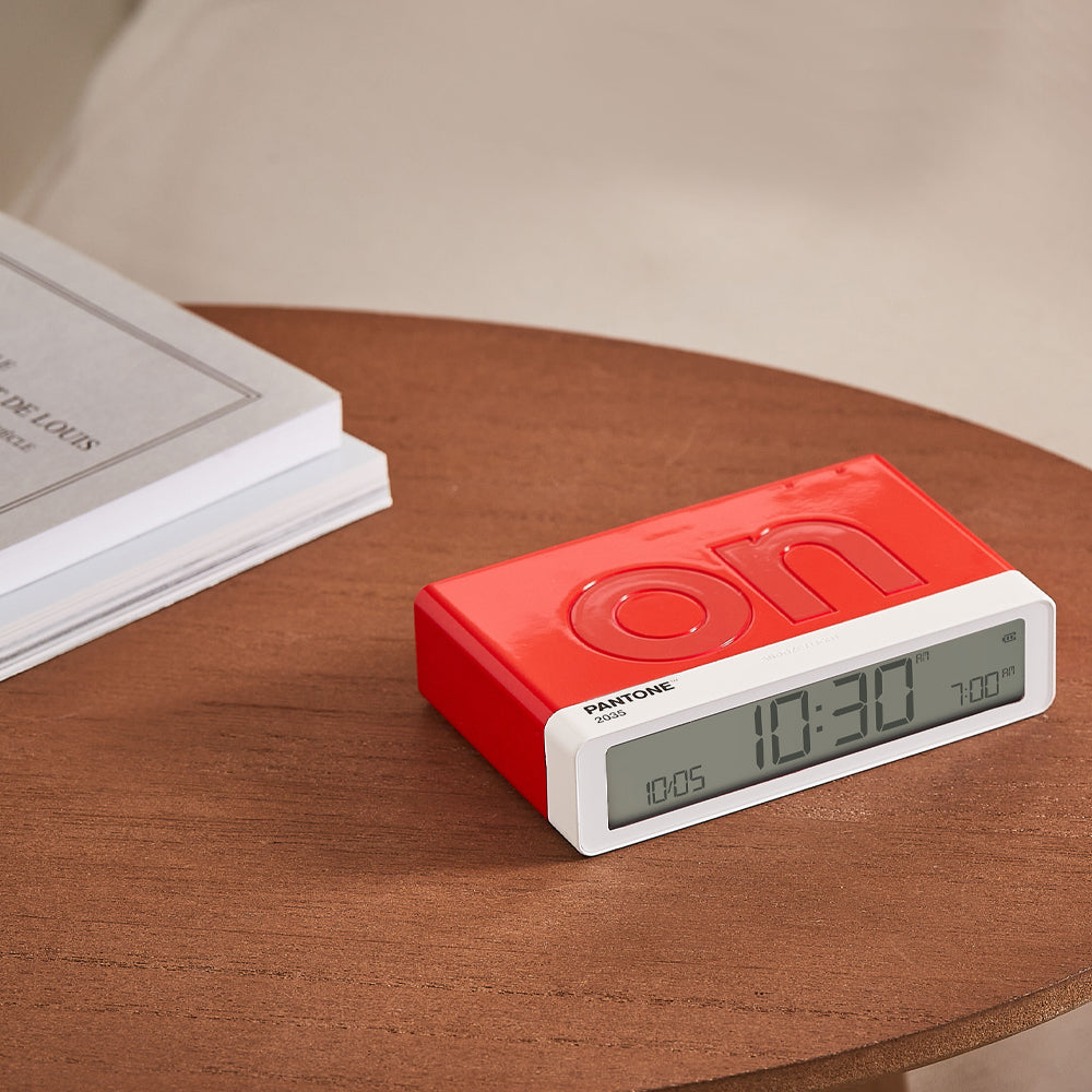Lexon Flip Classic Reversible LCD Alarm Clock Pantone Red 10cm LD-LR157PT-R 3