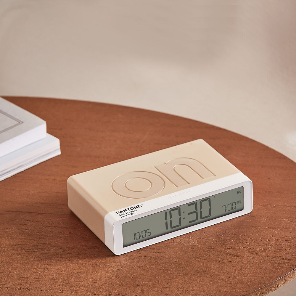 Lexon Flip Classic Reversible LCD Alarm Clock Pantone Sand 10cm LD-LR157PT-S 3