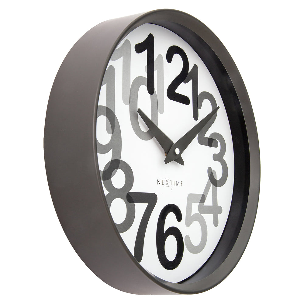NeXtime Big Number Graphic Layered Wall Clock Charcoal Grey 31cm 573339GS 2