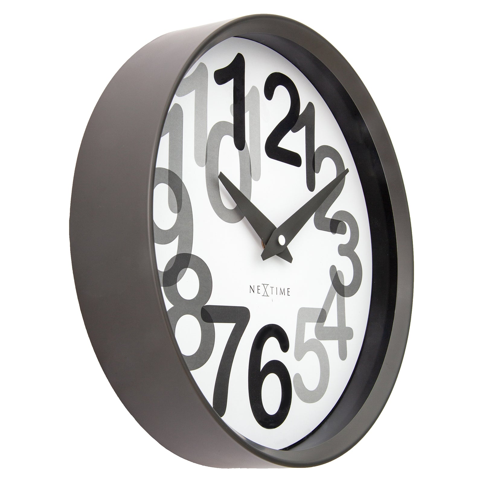 NeXtime Big Number Graphic Layered Wall Clock Charcoal Grey 31cm 573339GS 2