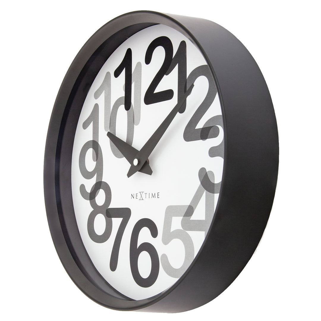 NeXtime Big Number Graphic Layered Wall Clock Charcoal Grey 31cm 573339GS 3