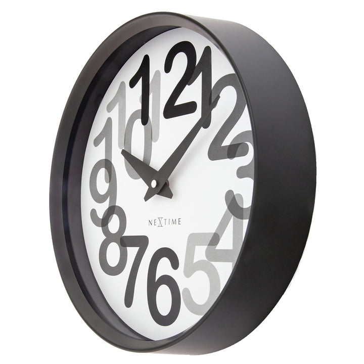 NeXtime Big Number Graphic Layered Wall Clock Charcoal Grey 31cm 573339GS 3