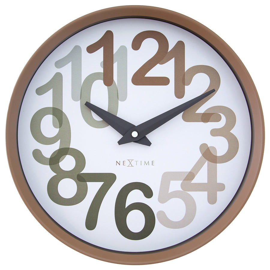 NeXtime Big Number Graphic Layered Wall Clock Toffee 30cm 573339BE 1