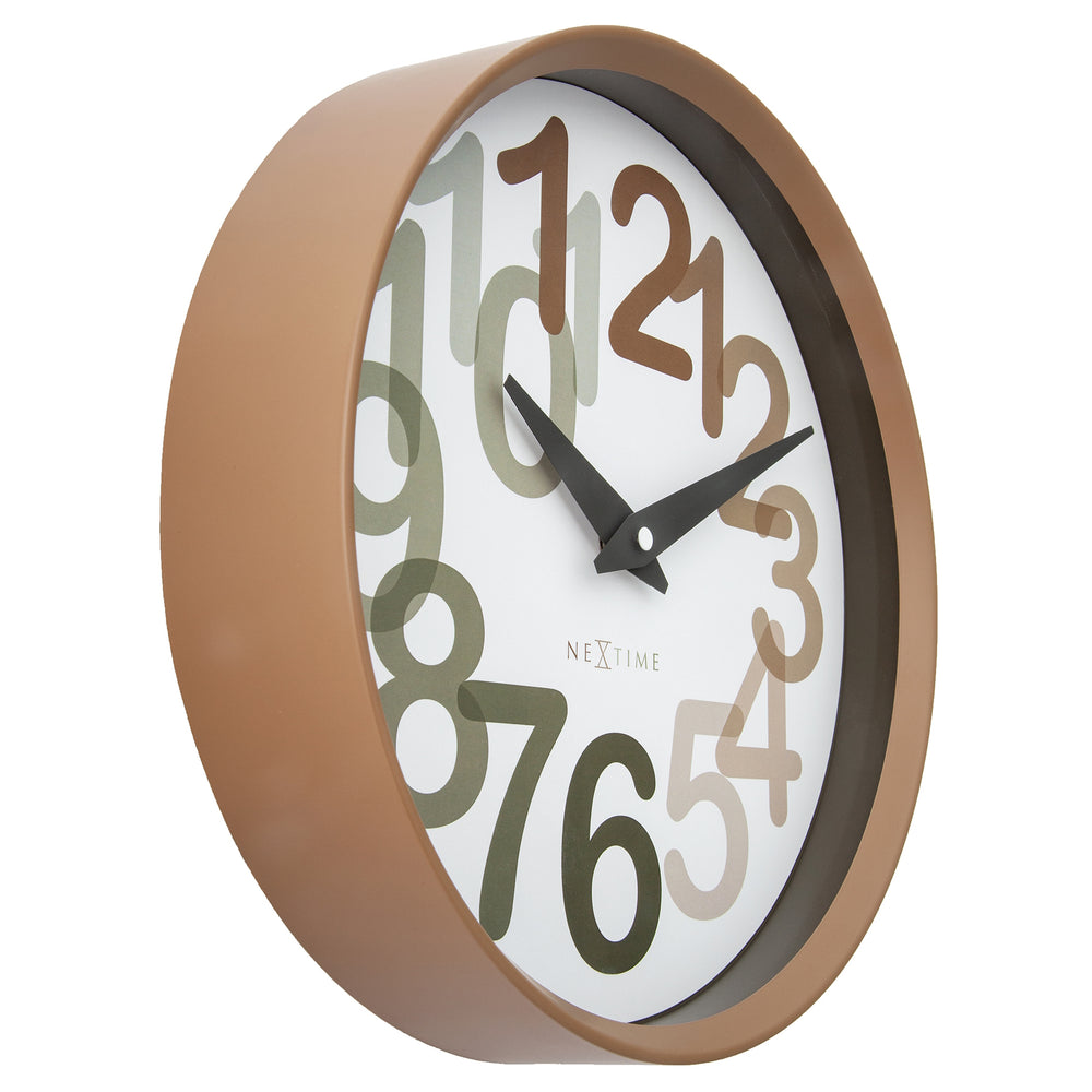 NeXtime Big Number Graphic Layered Wall Clock Toffee 30cm 573339BE 2