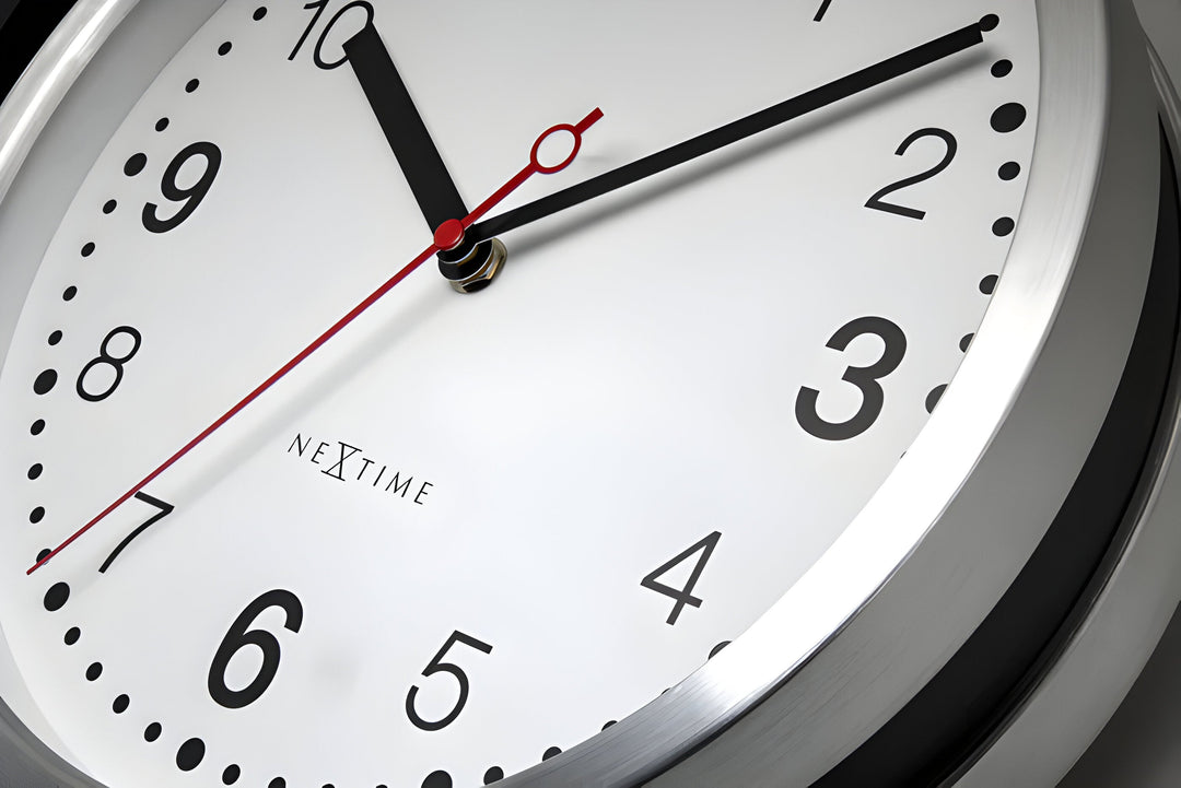 NeXtime Double Sided Brushed Aluminium Wall Clock Black White 32cm 573334AR 11