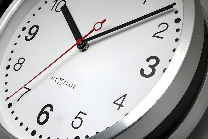 NeXtime Double Sided Brushed Aluminium Wall Clock Black White 32cm 573334AR 11
