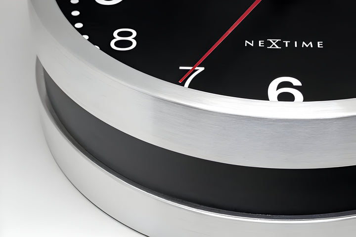 NeXtime Double Sided Brushed Aluminium Wall Clock Black White 32cm 573334AR 13