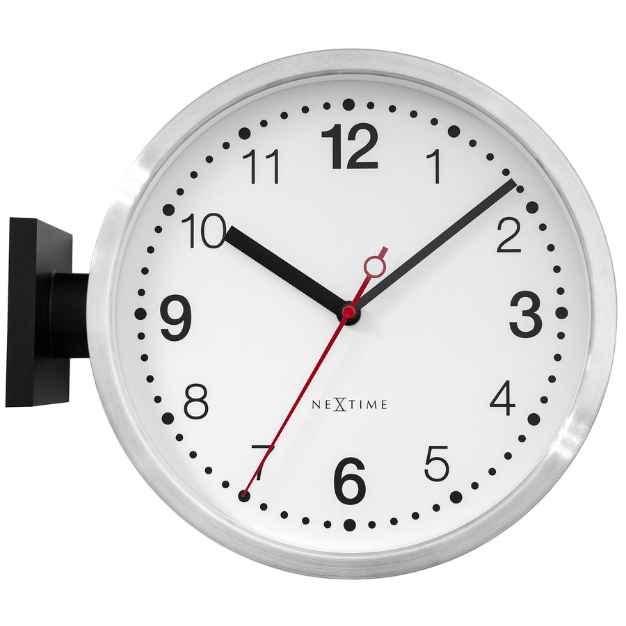 NeXtime Double Sided Brushed Aluminium Wall Clock Black White 32cm 573334AR 1