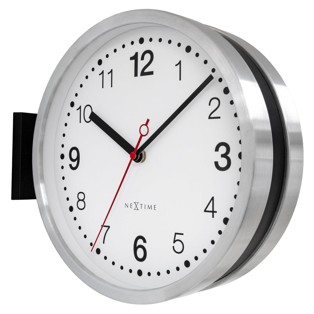 NeXtime Double Sided Brushed Aluminium Wall Clock Black White 32cm 573334AR 2