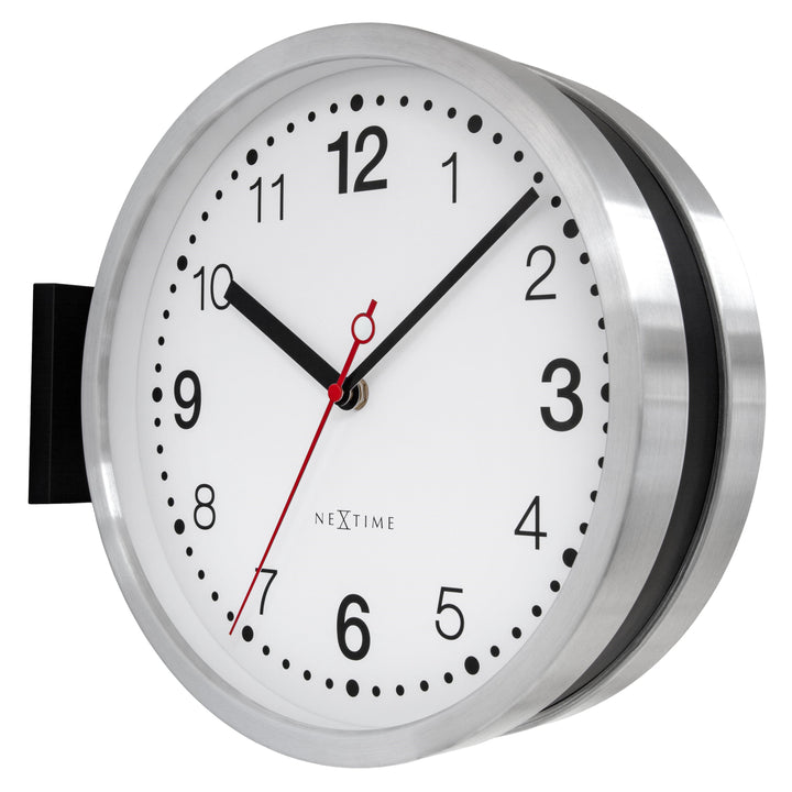 NeXtime Double Sided Brushed Aluminium Wall Clock Black White 32cm 573334AR 2