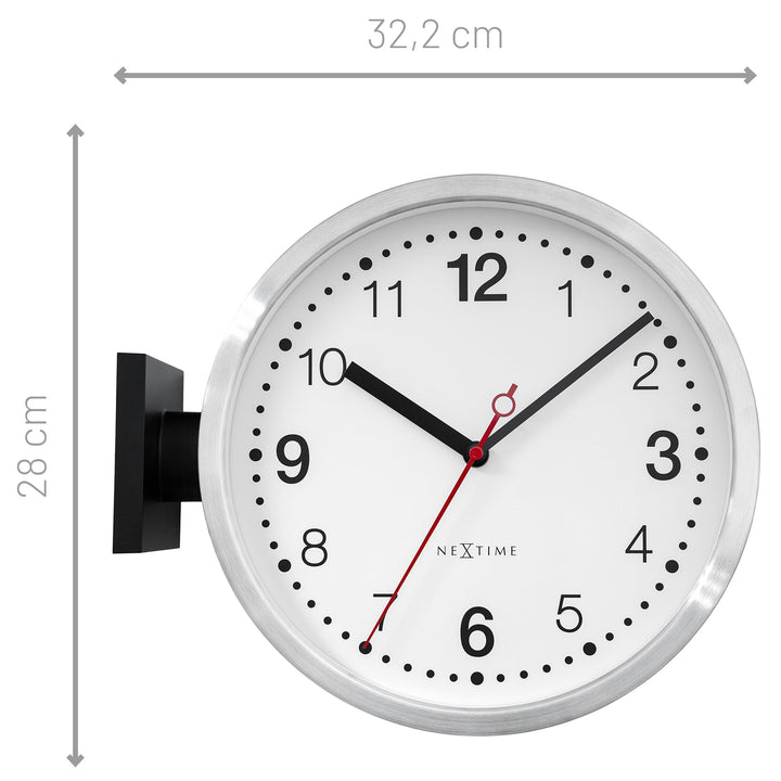 NeXtime Double Sided Brushed Aluminium Wall Clock Black White 32cm 573334AR 5