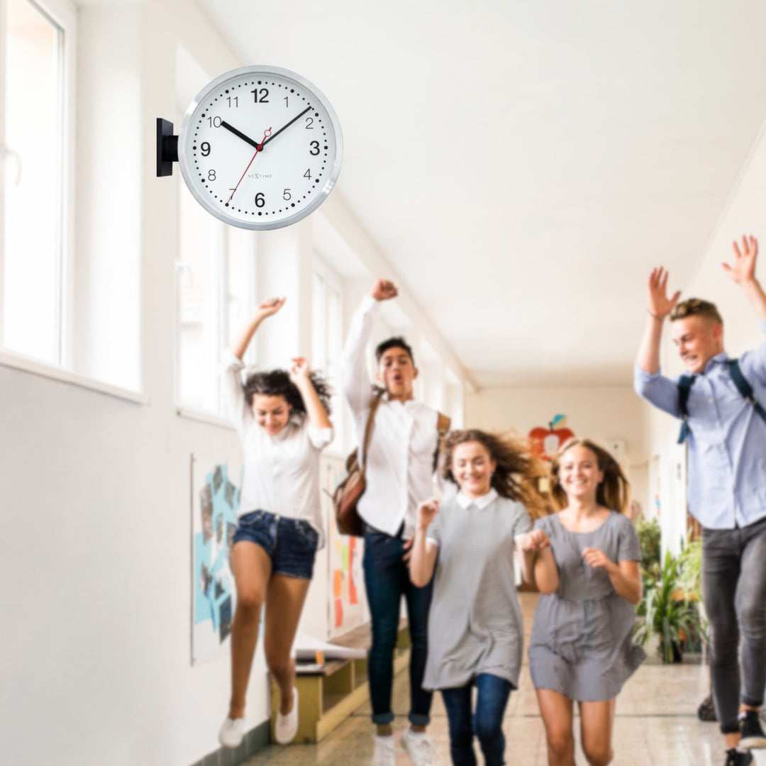 NeXtime Double Sided Brushed Aluminium Wall Clock Black White 32cm 573334AR 6