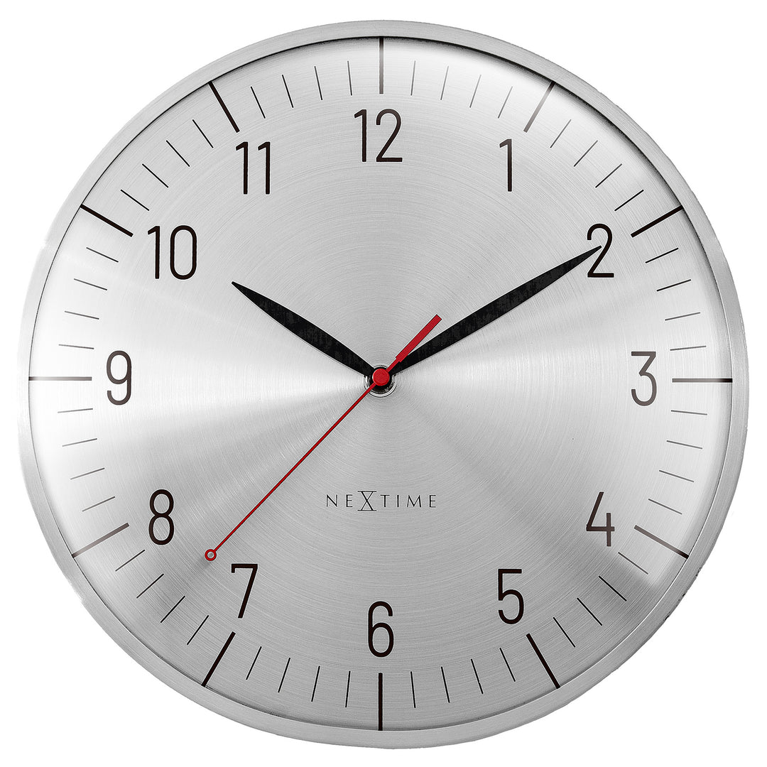NeXtime Frankfurt Domed Aluminium Wall Clock Silver 31cm 573343ZI 1