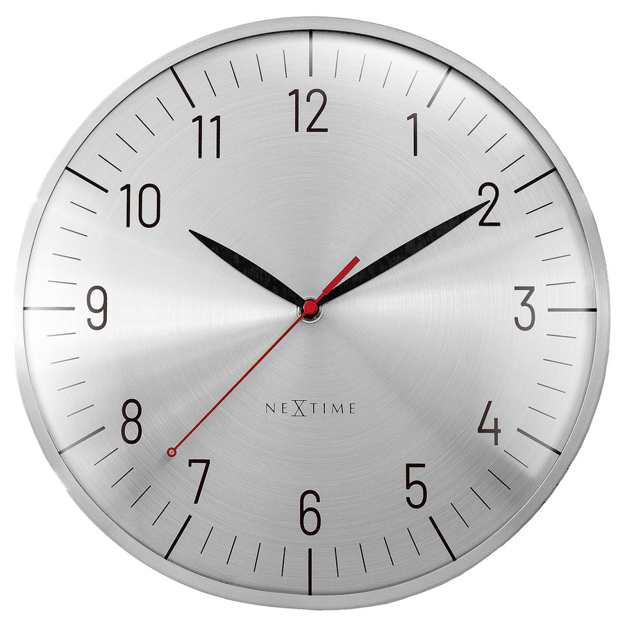 NeXtime Frankfurt Domed Aluminium Wall Clock Silver 31cm 573343ZI 1