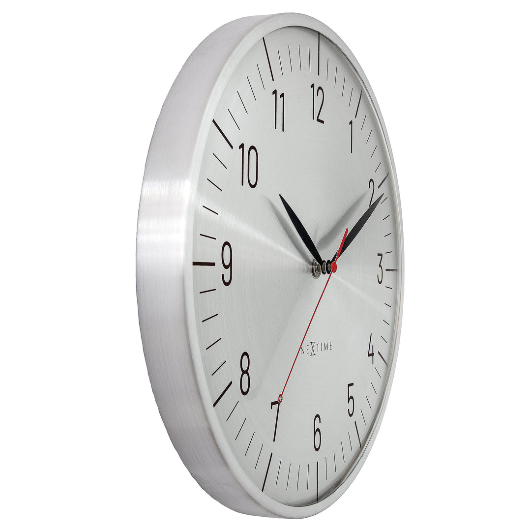 NeXtime Frankfurt Domed Aluminium Wall Clock Silver 31cm 573343ZI 2