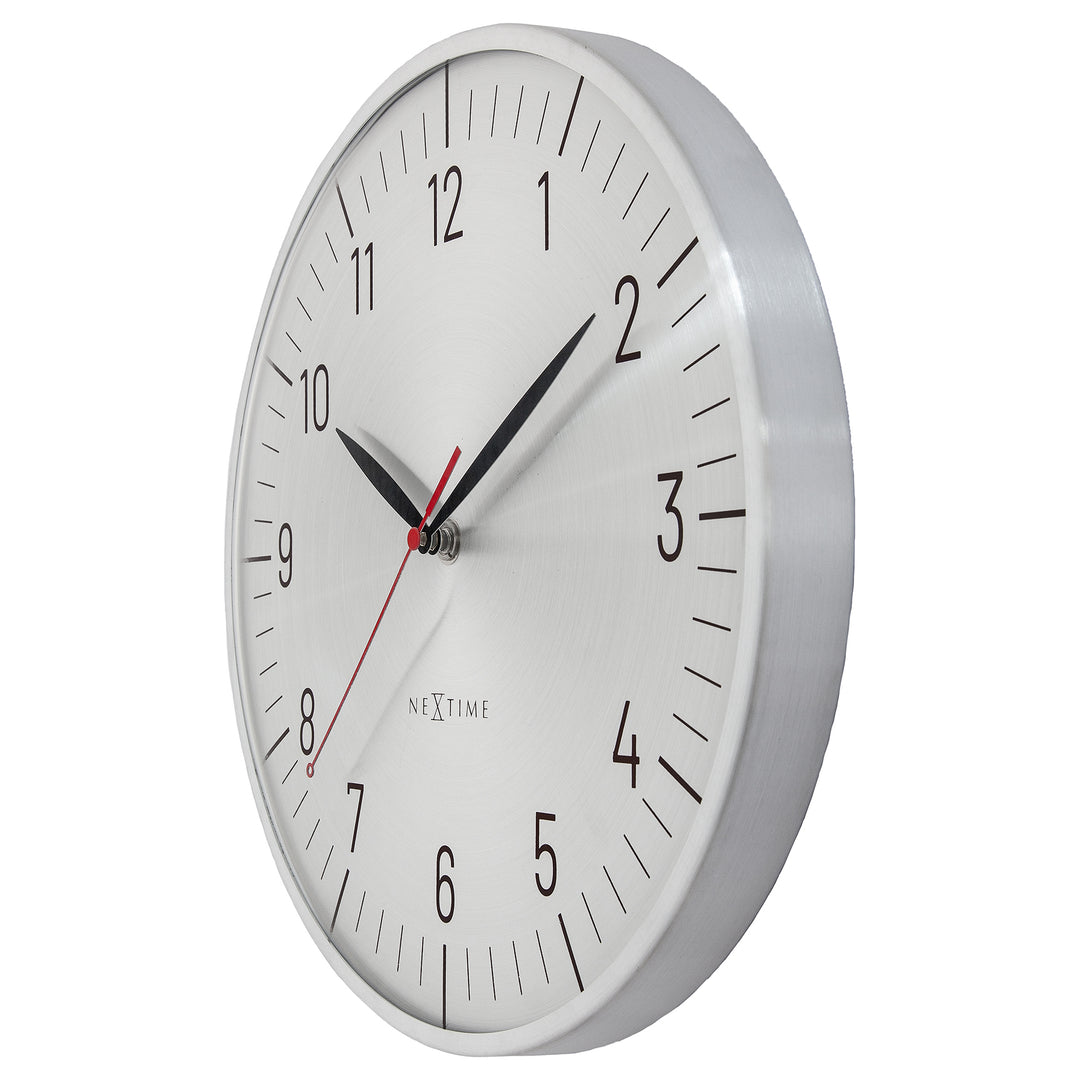 NeXtime Frankfurt Domed Aluminium Wall Clock Silver 31cm 573343ZI 3