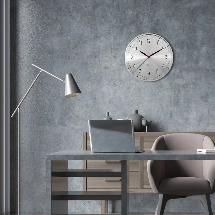 NeXtime Frankfurt Domed Aluminium Wall Clock Silver 31cm 573343ZI 4