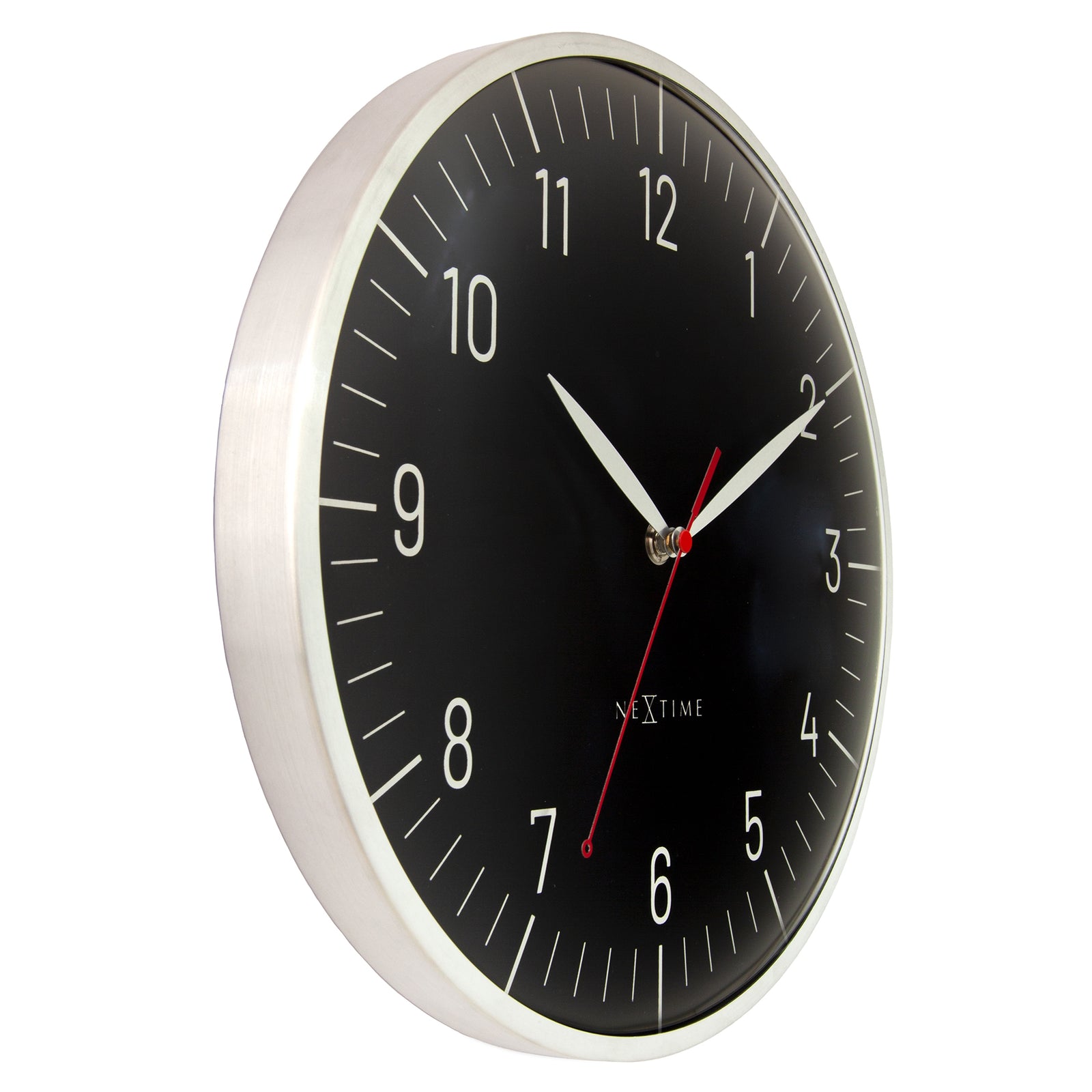 NeXtime Frankfurt Domed Aluminium Wall Clock Silver Black 31cm 573343ZW 2
