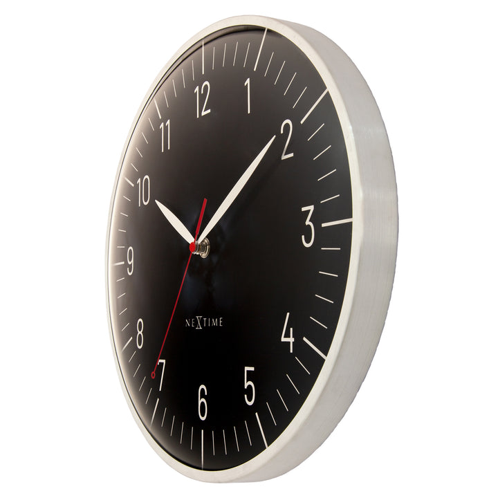 NeXtime Frankfurt Domed Aluminium Wall Clock Silver Black 31cm 573343ZW 3