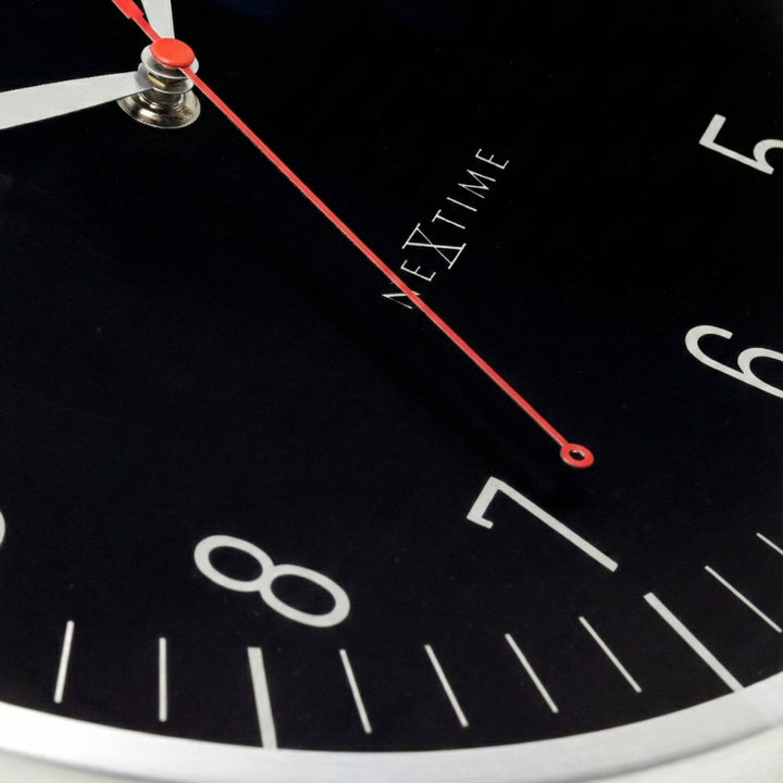 NeXtime Frankfurt Domed Aluminium Wall Clock Silver Black 31cm 573343ZW 5