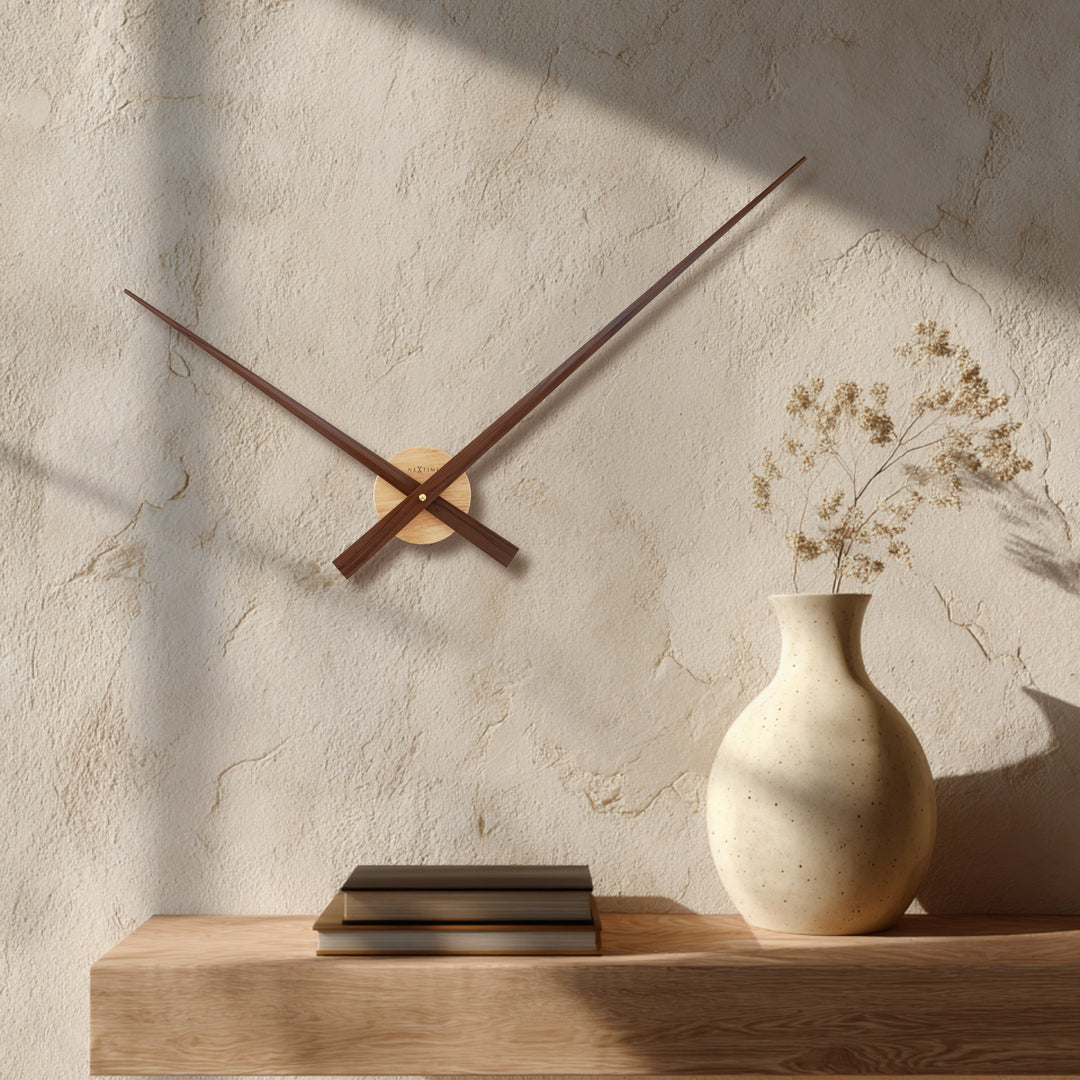 NeXtime Hands Oversized Aluminium Minimalist Wall Clock Walnut 86cm 572269BR 4
