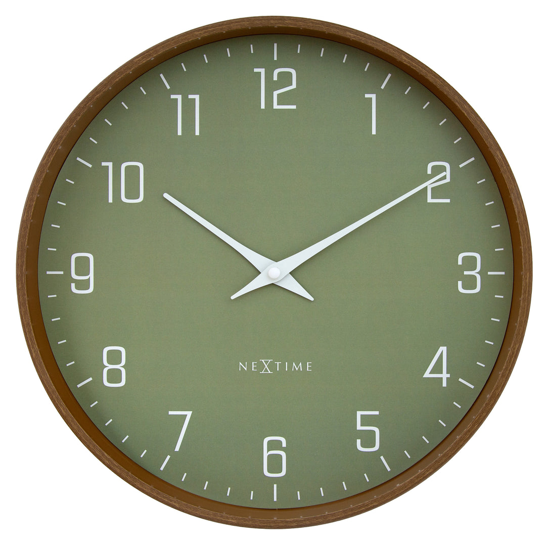 NeXtime Lyra Monochromatic Silent Wall Clock Olive Green 30cm 573341GN 1