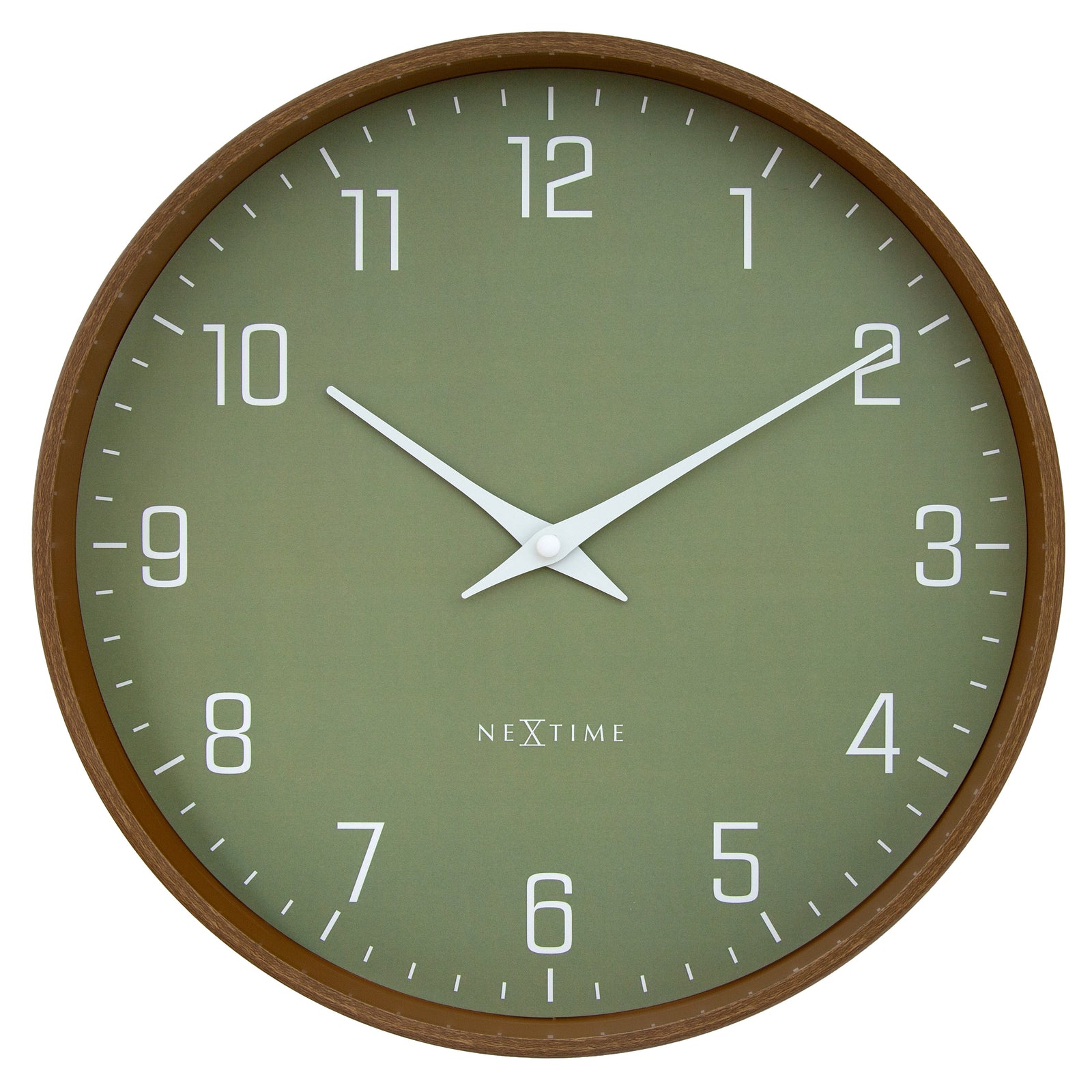 NeXtime Lyra Monochromatic Silent Wall Clock Olive Green 30cm 573341GN 1