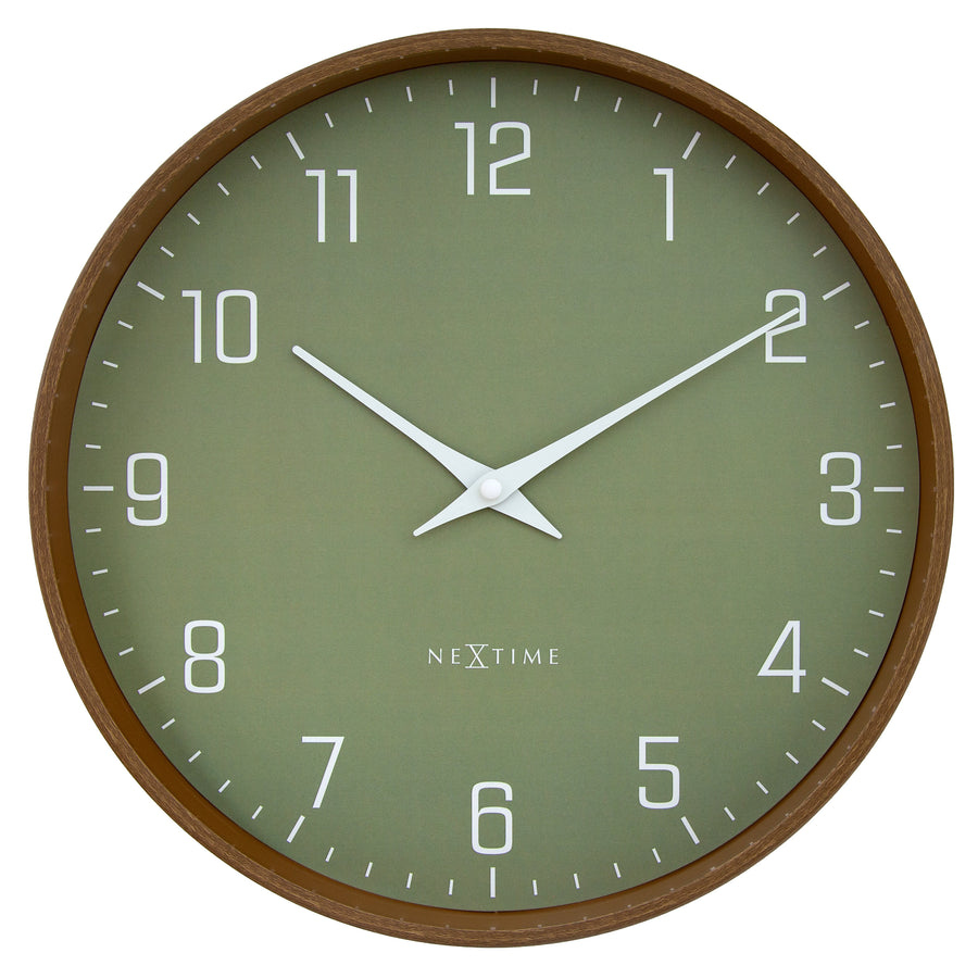 NeXtime Lyra Monochromatic Silent Wall Clock Olive Green 30cm 573341GN 1