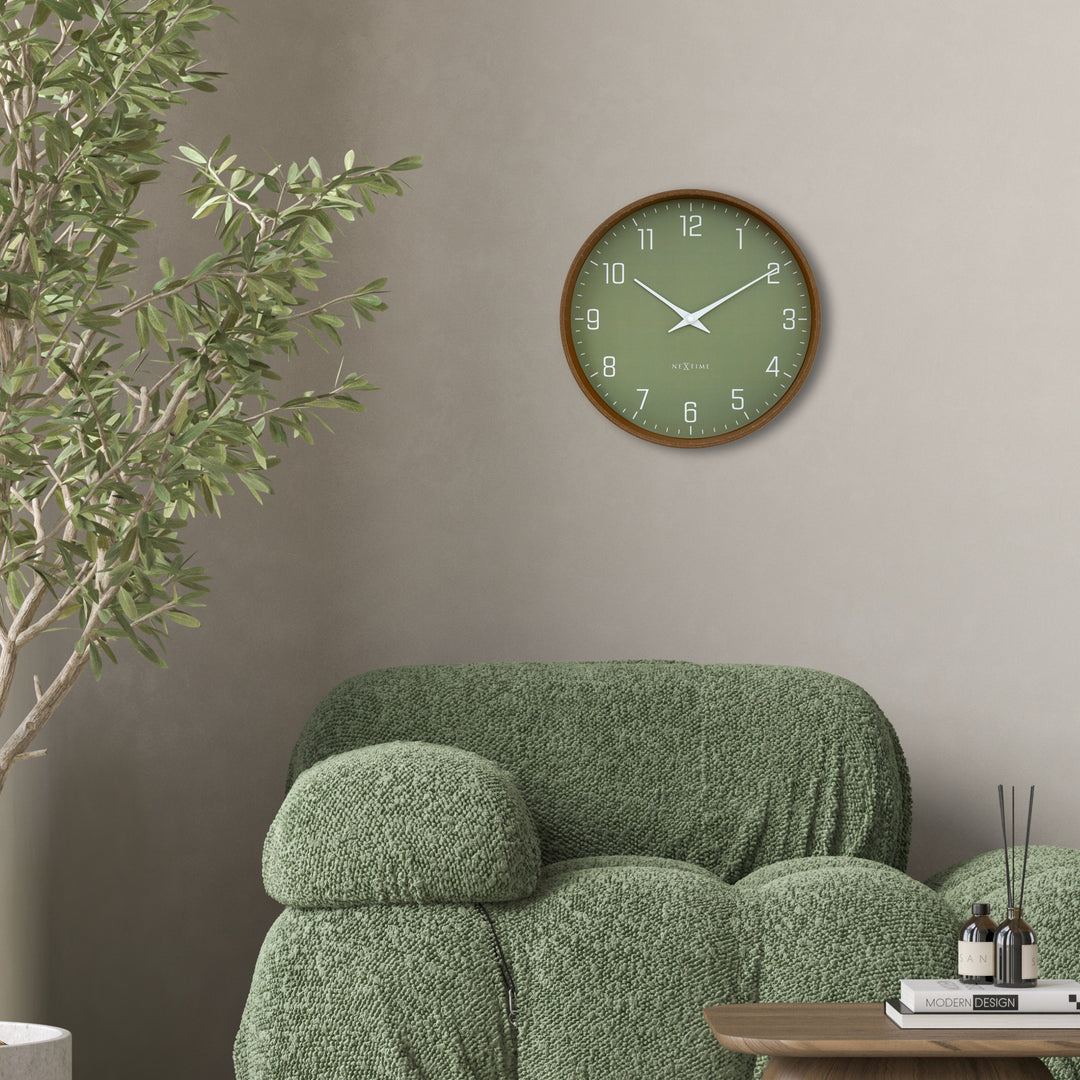 NeXtime Lyra Monochromatic Silent Wall Clock Olive Green 30cm 573341GN 4
