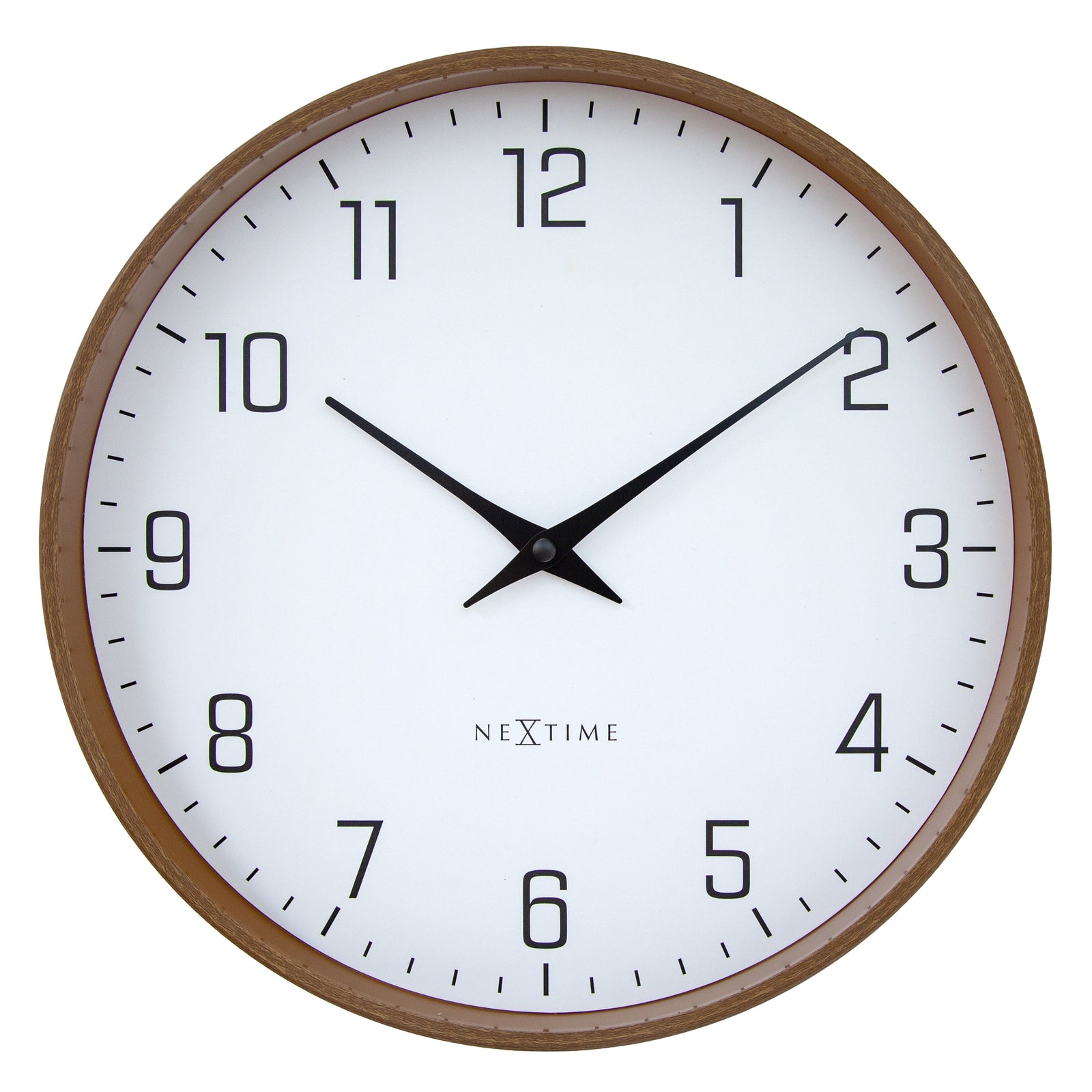 NeXtime Lyra Monochromatic Silent Wall Clock Walnut White 30cm 573341WI 1